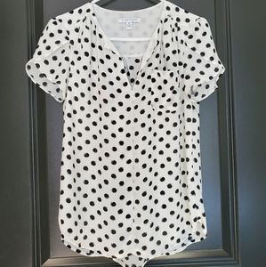Polka-Dot Short Sleeve Blouse